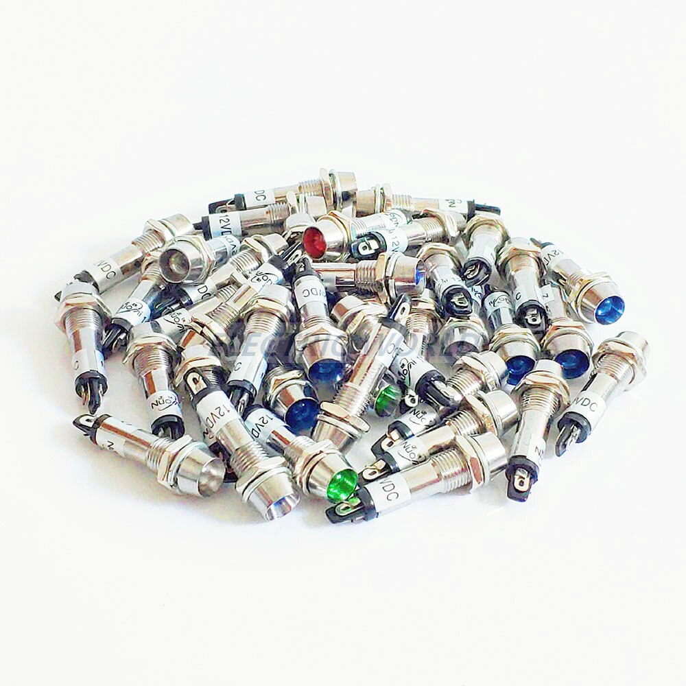 8mm metal Indicator lights no wire 12V 24V 220v power signal lamp LED indication waterproof Signal lamp mini indicator light