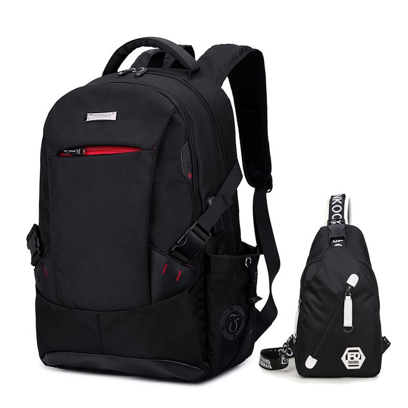 Große-kapazität rucksack wasserdicht student rucksack kinder schule tasche set jungen und mädchen tasche mochilas escolares: Black 2pcs