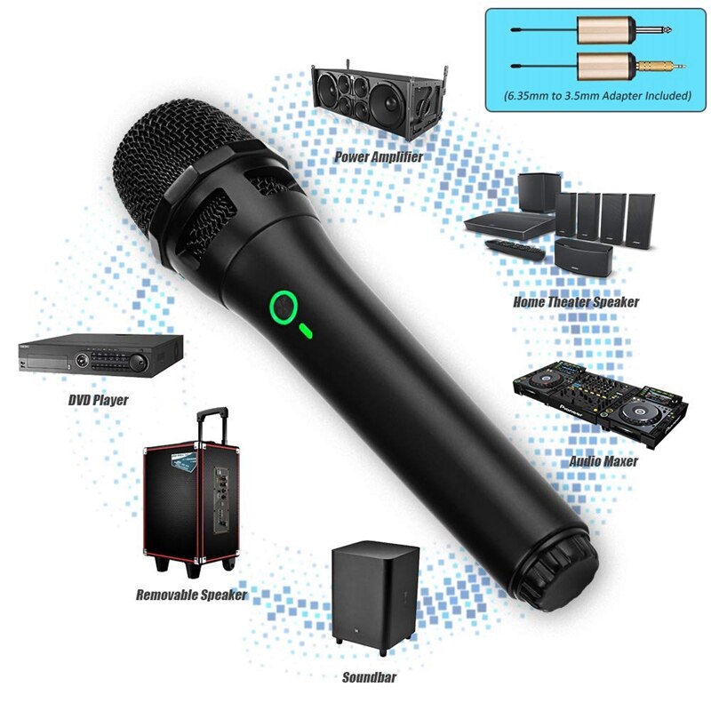 Wireless Dynamic Microphone, UHF Cordless Microphone System with Portable Receiver for House Parties, Karaoke, Meeting