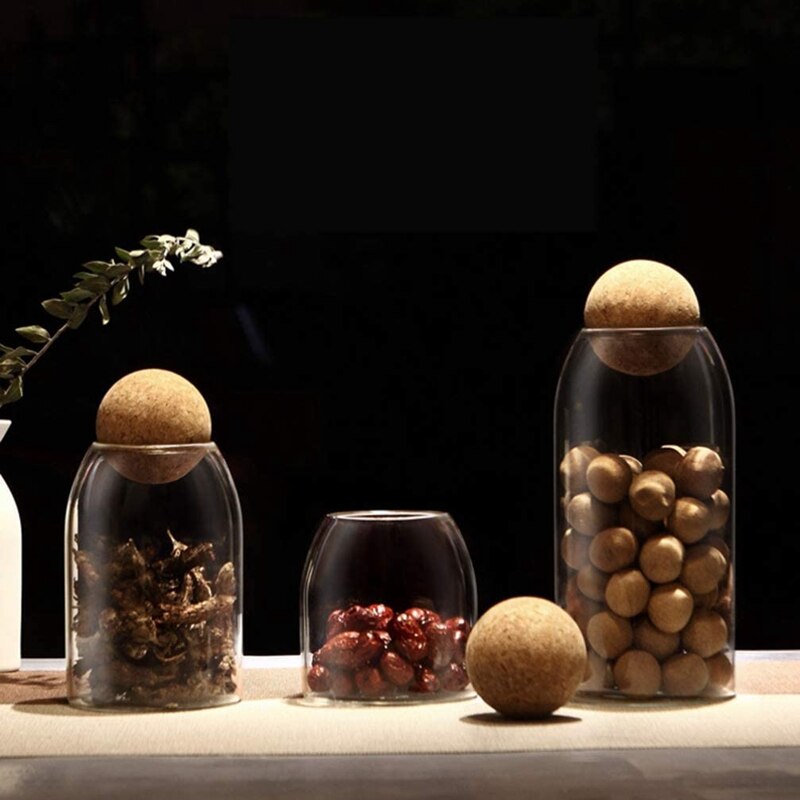 3Stck Glas Gläser mit Luftdichten Dichtung Ball Kork Deckel Klar Cookie Gläser Mason Gläser Lebensmittel Lagerung Kanister für Tee kaffee Gewürz