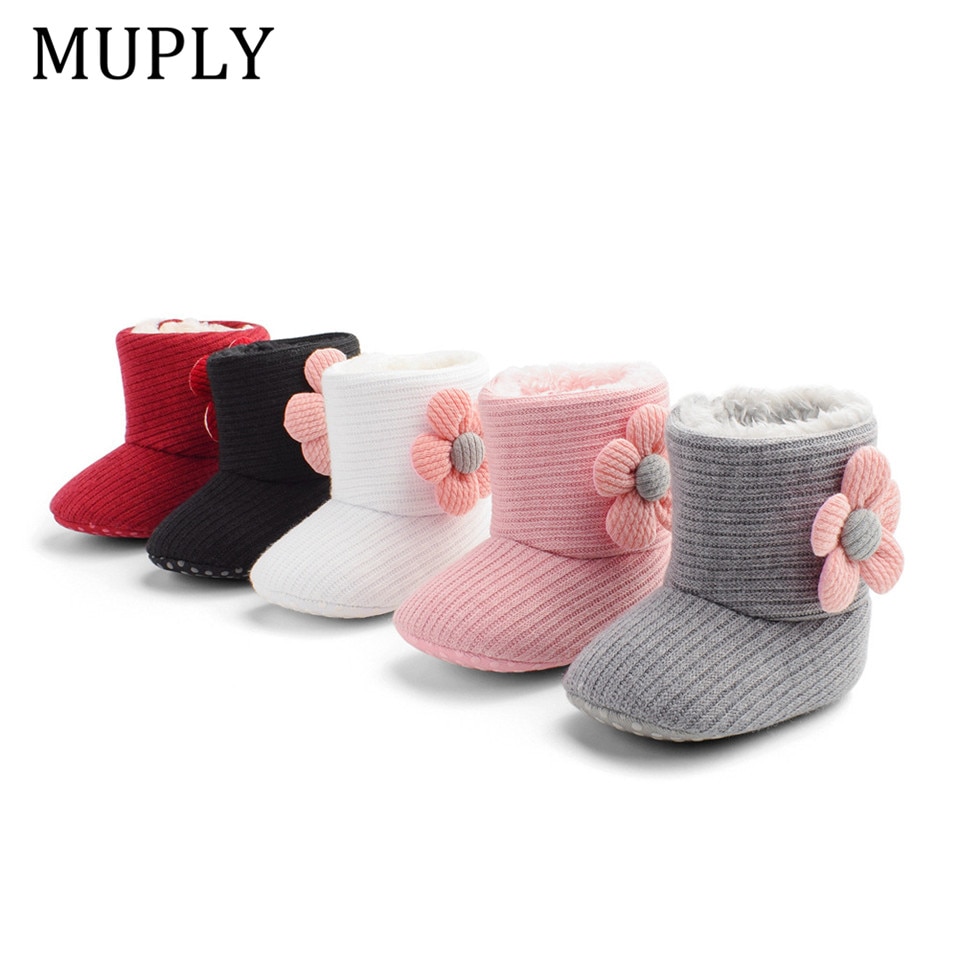 2022 Winter Super Houden Warme Eerste Wandelaars Baby Meisje Jongen Bloemen Crib Schoenen Pasgeboren Prewalker Antislip zachte Zool Laarzen