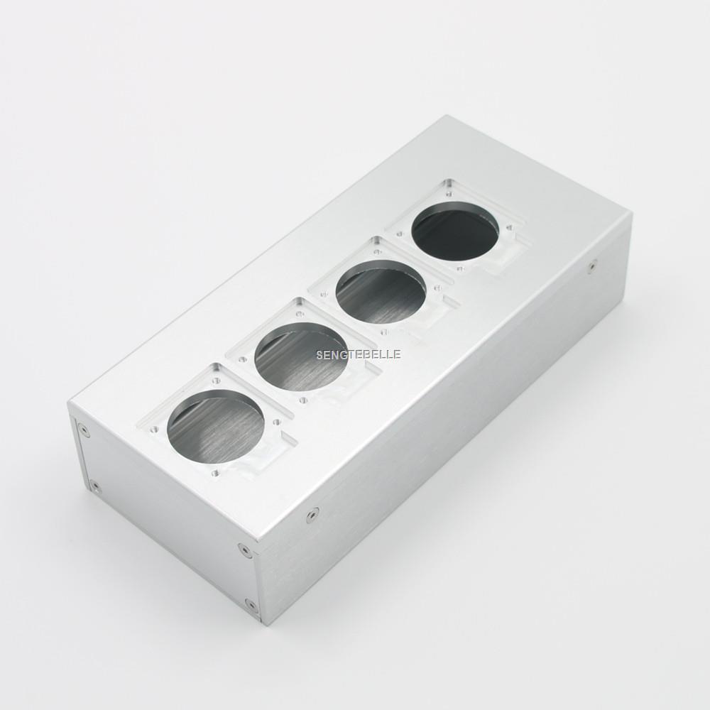 Full aluminum HIFI EU power case 4 / 6 outlet European standard power socket chassis