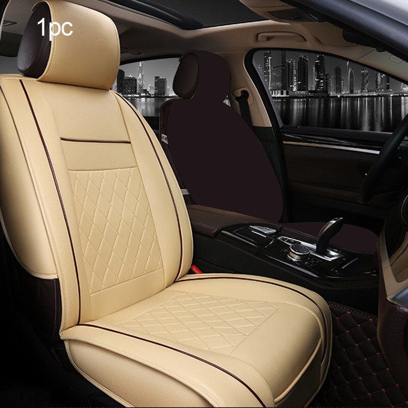 funda asiento coche Cuero de la PU Beige coche Set de funda de asiento de vehículo cojín para Mitsubishi Nissan Renault Peugeot Auto Interior accesorios para el coche accesorios productos: Beige 1pc