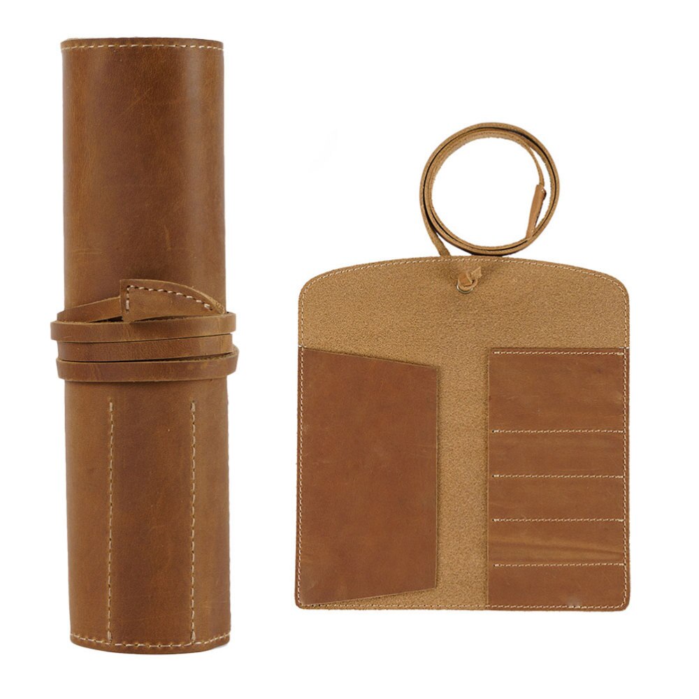 Leren Pennen Etui Houder - Vintage Retro Rolmodel - Voor Rollerball, Vulpen, Balpen