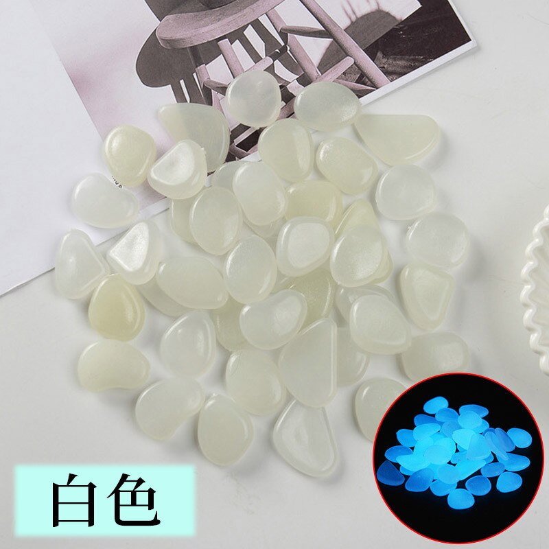 50 Pcs Stone Glow In The Dark Garden Aquarium Luminous Decor Pebbles Rocks for Walkways Garden Path Patio Lawn Garden Yard Decor: White