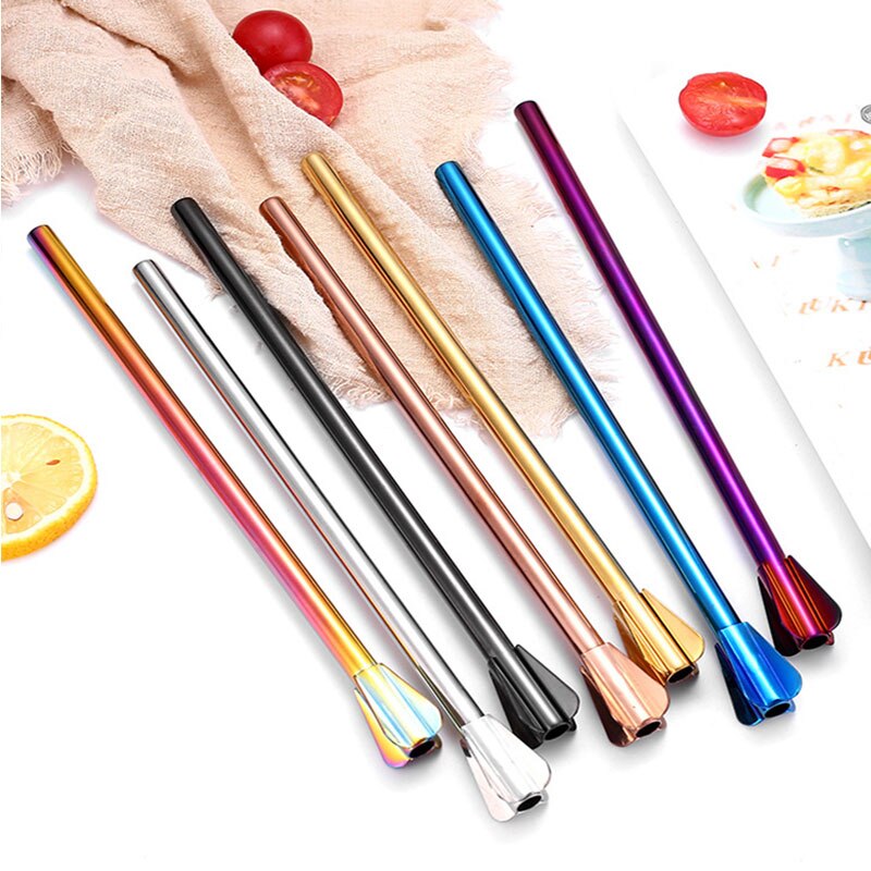 Stainless Steel Reusable Drinking Straw Multicolor Metal Straws Useful Classic Milk Tea Beverage Drinking Straw Party