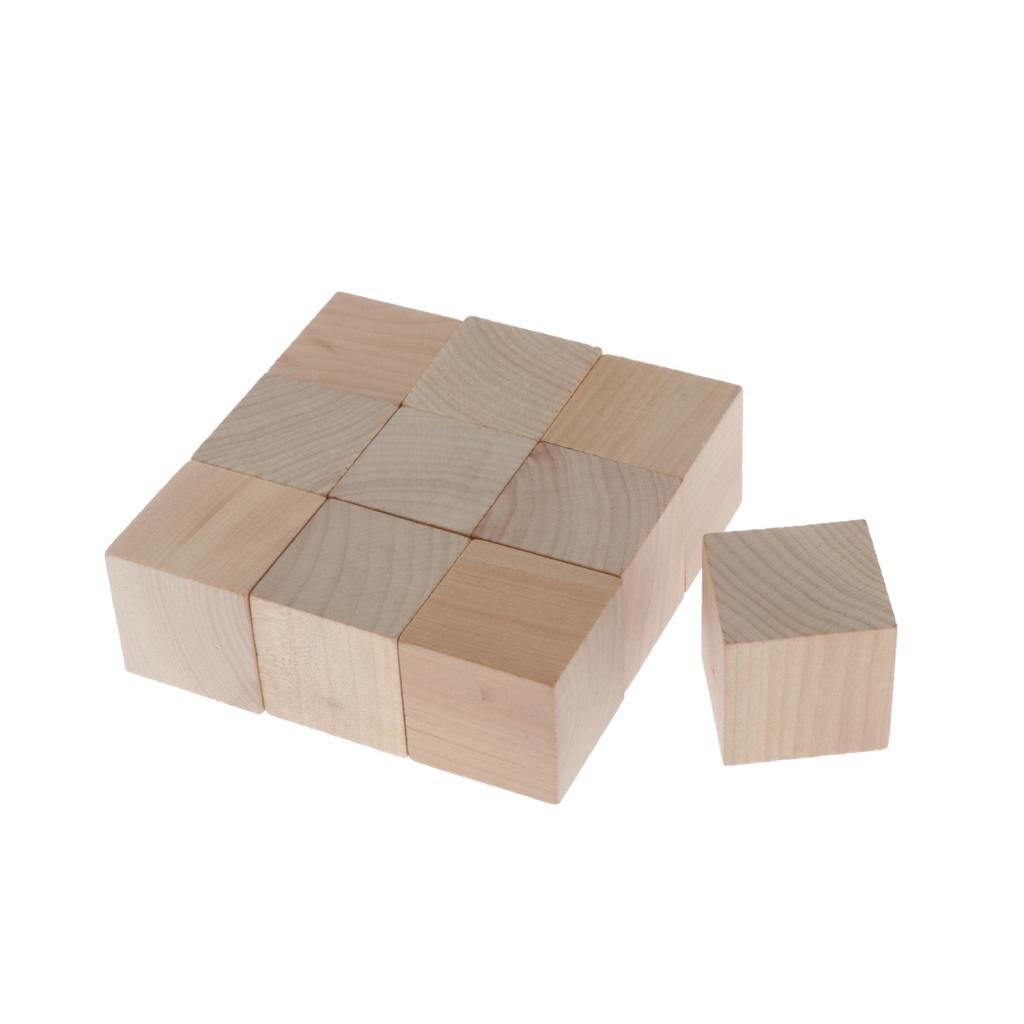 5Cm Houten Kubussen, 10Pcs Onvoltooide Vierkante Houten Blokken Voor Kinderen Wiskunde Onderwijs, Ambachten & Diy Projecten