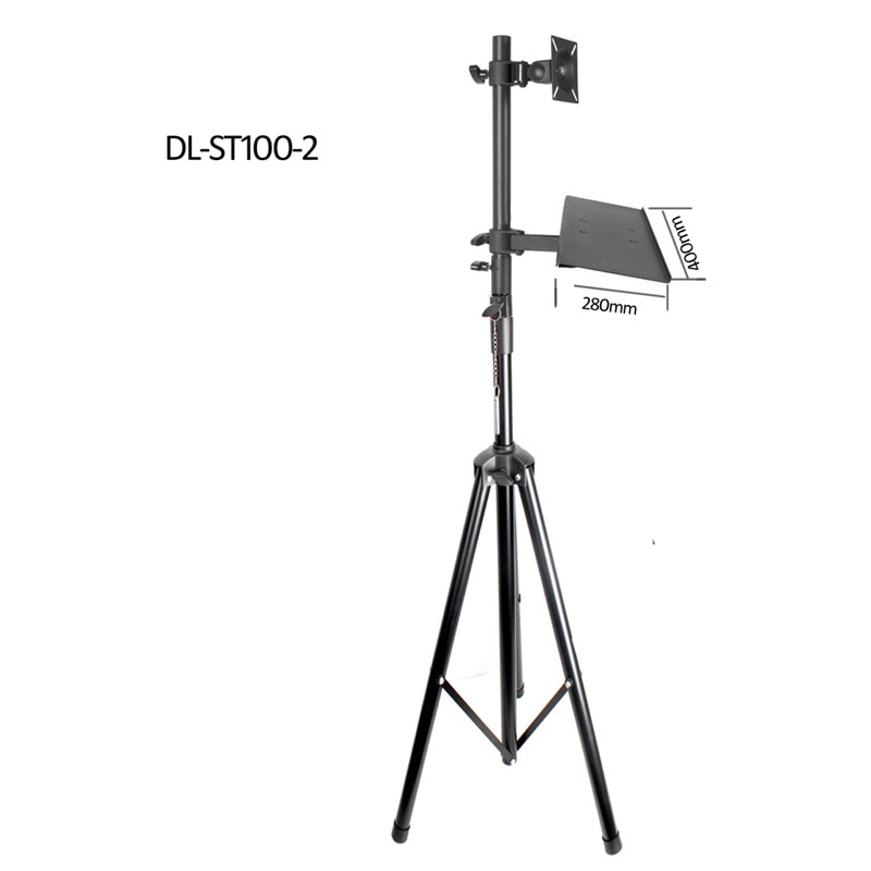 DL-ST100-2 10"-27" TV Tripod stand on floor LCD Monitor holder height adjustable 180cm 150cm 120cm 360 rotate tilt swivel steel