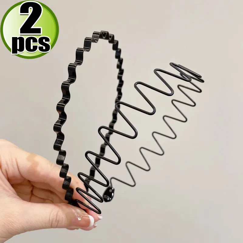 1/6pcs Metal Hair Band Men Women Unisex Black Wavy Hair Head Hoop Band Sports Headband Hairband Hair Accessories: Gold