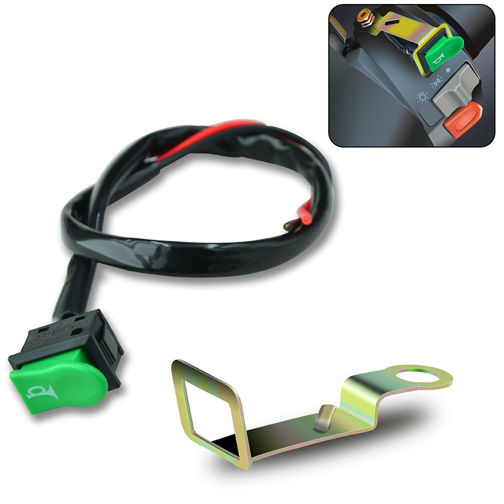 Motorcycle Push Switch Button Handlebar Refit Switch 12v-24v 5a Green Speaker Switch With Bracket For Cars E-Bike Motorcycle