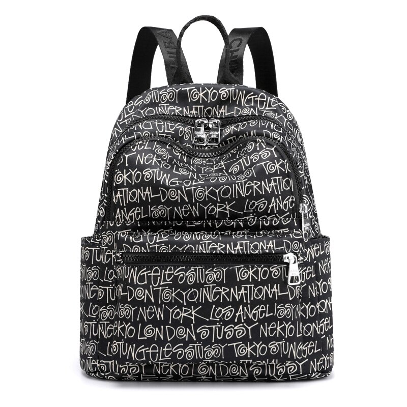 Vento-mochila de viaje para mujer, bolso de hombro de nailon resistente al agua, escolar, suave, con letras,: Letter Backpack