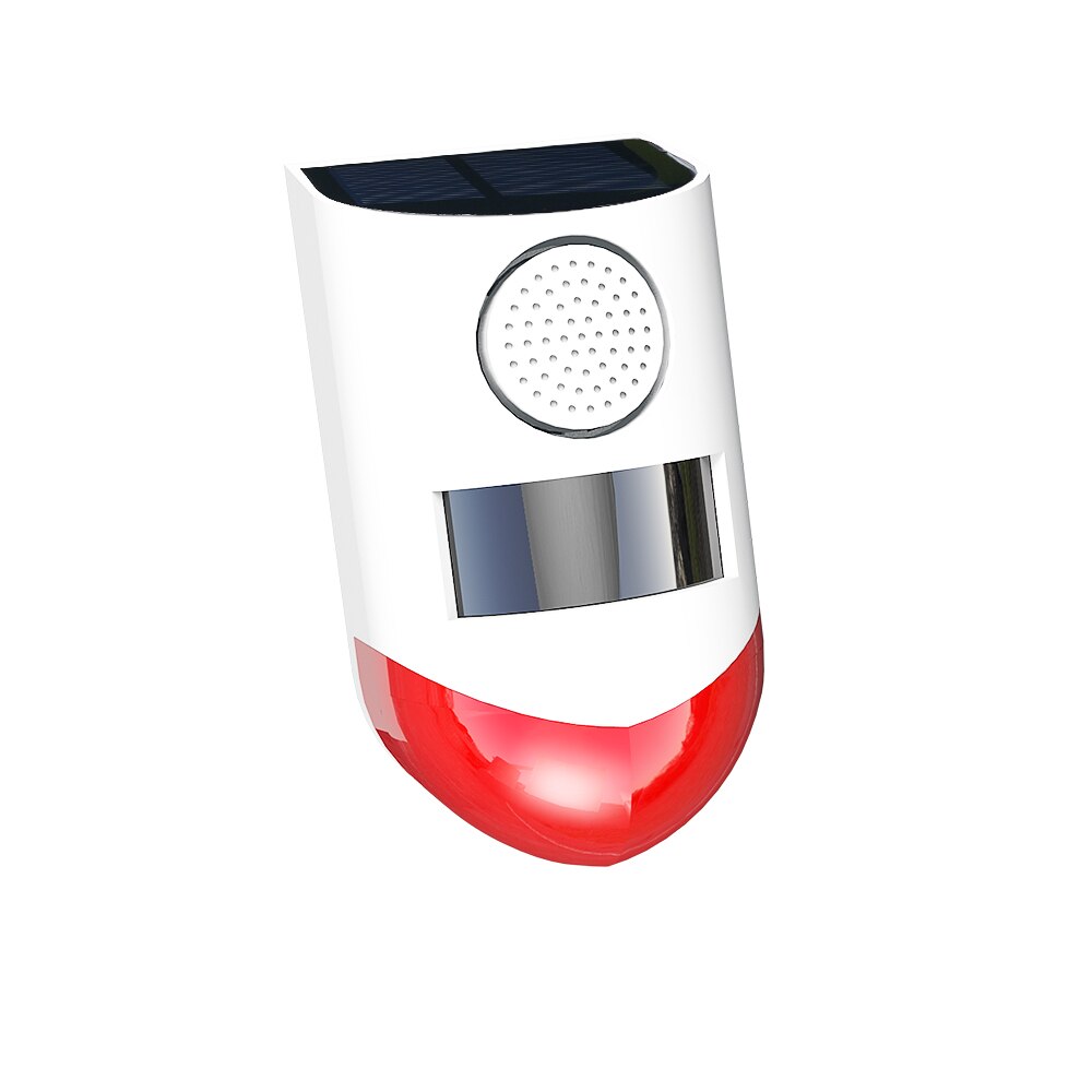 Sollyd & lysalarm bevægelsessensor 120 decibel sirene lydalarm flash advarsel strobe sikkerhed alarmsystem