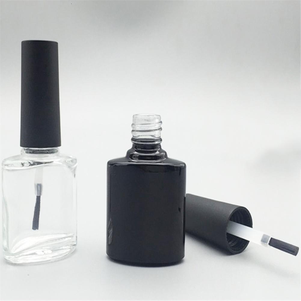 10 Ml Draagbare Lekvrij Nagellak Vernis Lege Fles Cosmetische Containers Zwart Transparant Nail Glazen Flessen Met Borstel