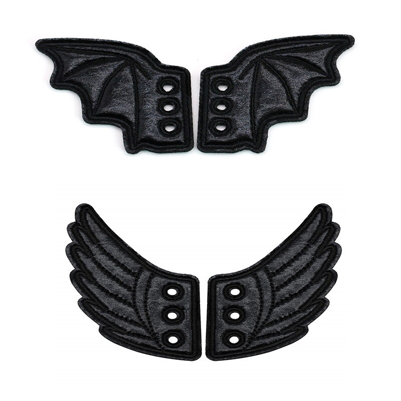 Dejlige pu læder sort skate sko diy vinger angel bat wing ornament dekoration marathon sneakers sko dekoration tilbehør