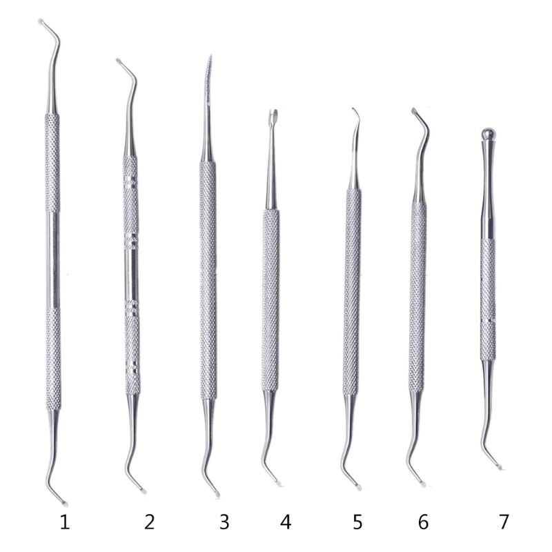 7 Style Dual End Ingrown Toenail File Spoon Nail Groove Correction Lifter Cleaner Cuticle Remover Pusher Pedicure Tool Foot Care