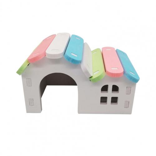 Hamster House Leisure Hedgehog Hamster Villa Living Hut Ventilated Small Pets Mouse Sleeping Nest House Toy for Rat: Rainbow