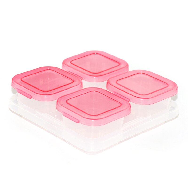 Small Grid Dessert Fruit Separate Storage Frozen Box Complementary Food Box Fresh-keeping Box Baby food supplement storage box: 12 Pink 4