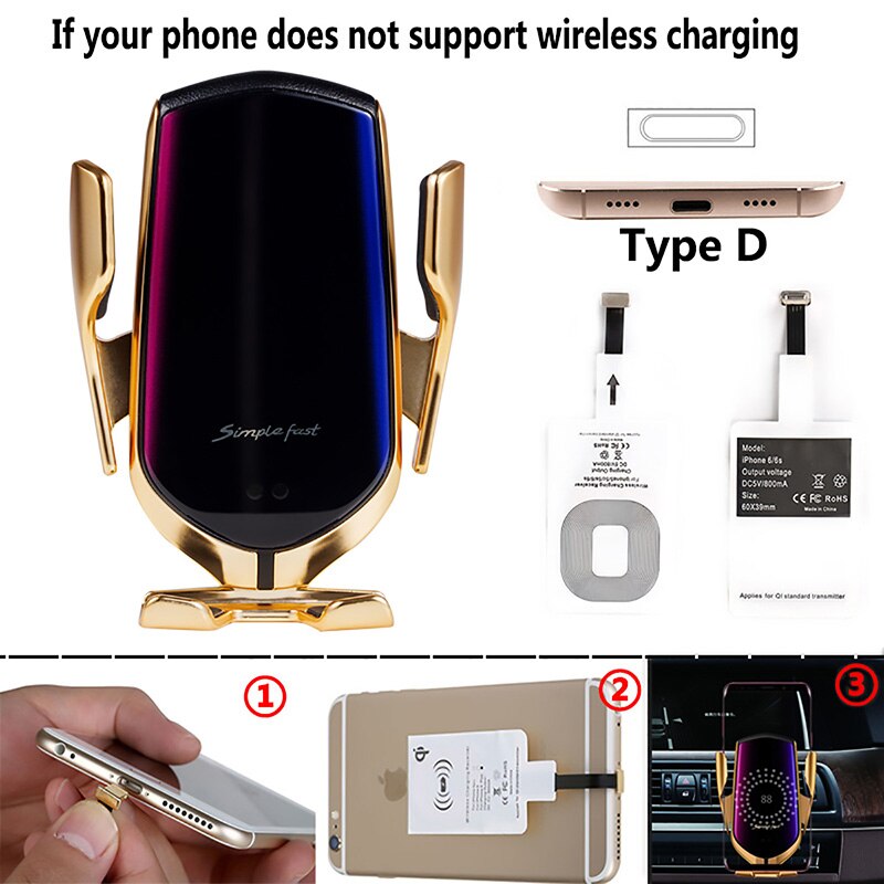 Snel Opladen 10W Wireless Car Charger S5 Automatische Spannen Telefoon Houder In Auto Draadloze Chargerfor IPhone Huawei Samsung