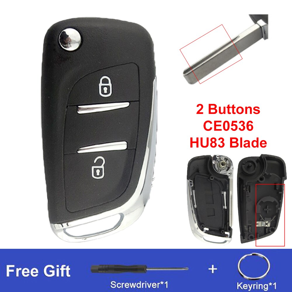 OkeyTech Modified Flip Remote Key Shell Cover Fob For Peugeot 306 407 Partner For Citroen C2 C4 C5 C6 Berlingo Picasso CE0536/23: 2BT HU83 0536