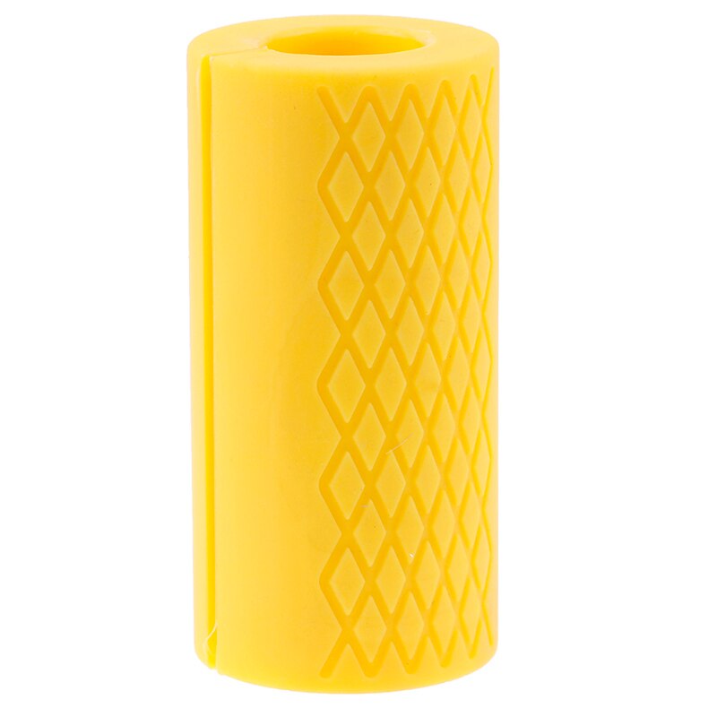 Fat Barbell Grips Thick Bar Handle Pull Up Weightlifting Support Silicon Anti-Slip Protect Pad For Body Building: yellow