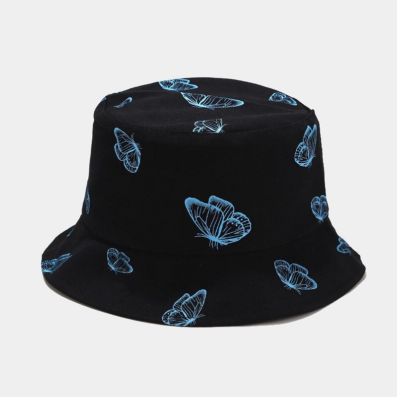 Vlinder Print Emmer Hoeden Vrouwen Zomer Outdoor Zonnehoed Mode Visser Caps Opvouwbare Zonnebrandcrème Panama Cap: 3