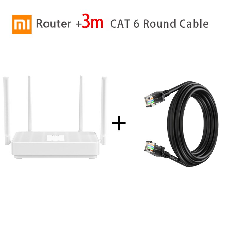 2020 nowy Xiaomi Redmi AX5 Router bezprzewodowy 5G WiFi 6 podwójna częstotliwość siatki sieci Repeater 4 wysoki zysk anteny sygnału Extender: UK Adapter / Add 3m CAT 6 Cable
