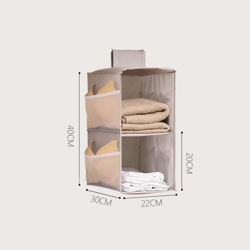 Multifunction Hanging Storage Bag for Cloth Wardrobe Hangers Clothes Organizer Storage Underwear Bag Room Organizer: Grey-2