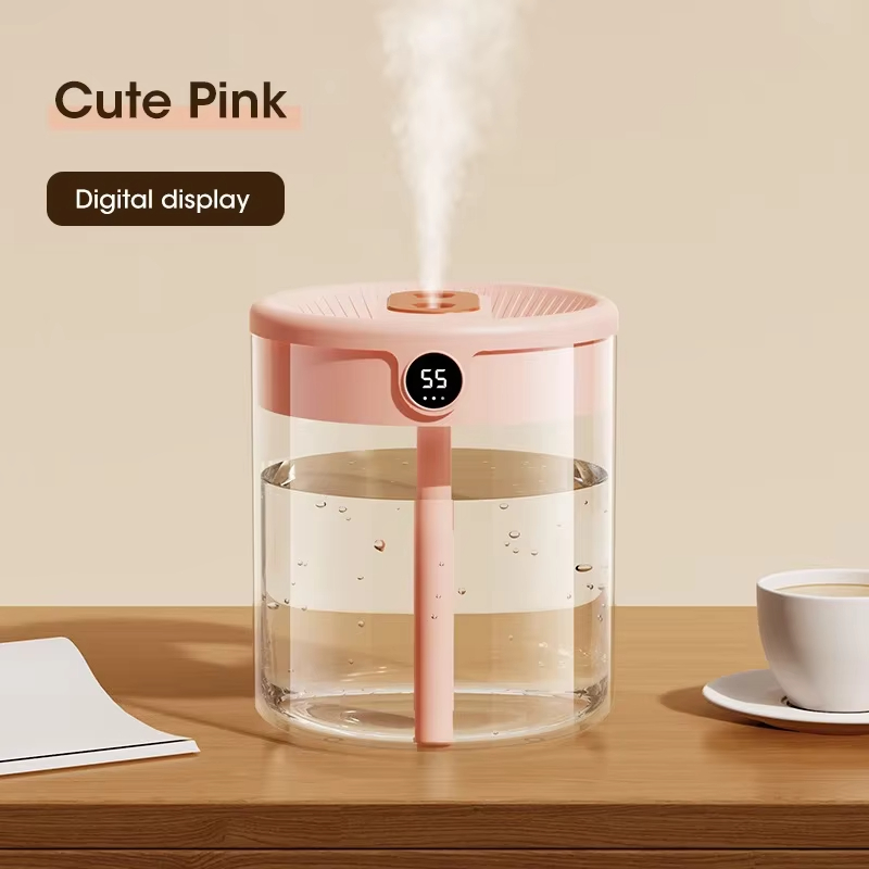 Xiaomi-humidificador de pulverización Dual de 2L, luz nocturna Digital, enchufe USB, gran capacidad, Nano niebla fina, dispositivo de Humidificación de aire para el hogar y el coche: Rojo
