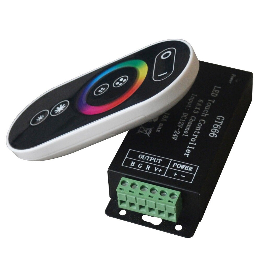 Dc12-24v 6 akse 3 kanals 18a rf trådløs touch rgb controller  gt666 touch panel led lysdæmper til led strip lys tape
