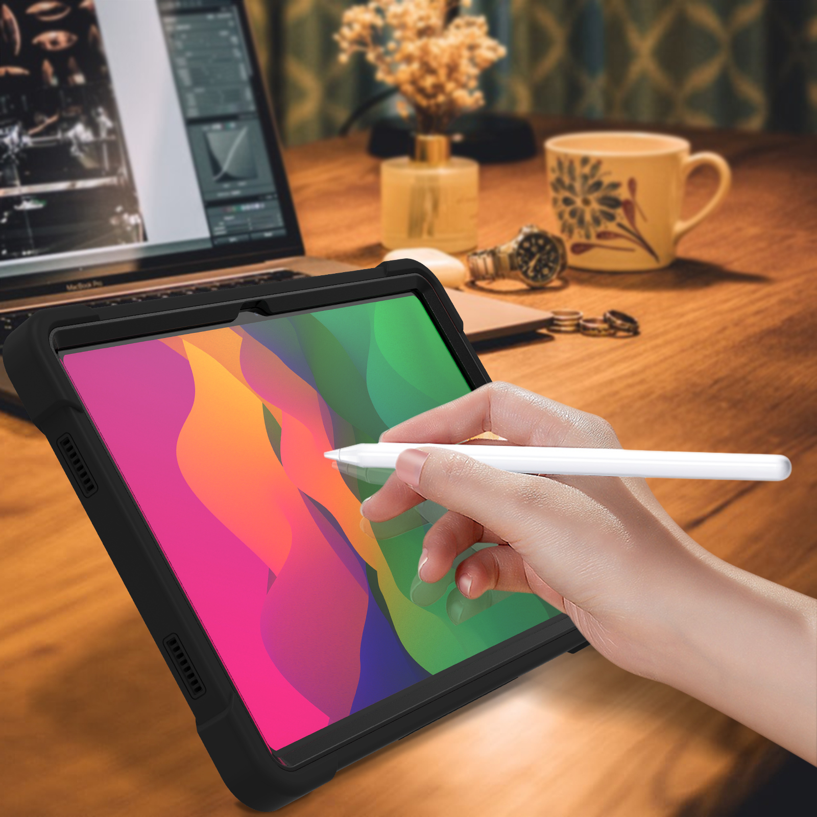 Rüstungshülle für Honor Pad X8a 2024, 11 Zoll, Modell NDL-W09, integrierter Ständer, 3-lagiger Schutz, rutschfeste Abdeckung, stoßfeste Schale