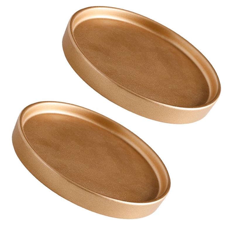 2 Stuks 11.5/15Cm Keramische Bloempot Lade Bloempot Lekbak Keramische Cement Bloempot Base Tray Voor Tuin balkon: 15x1.8cm Golden