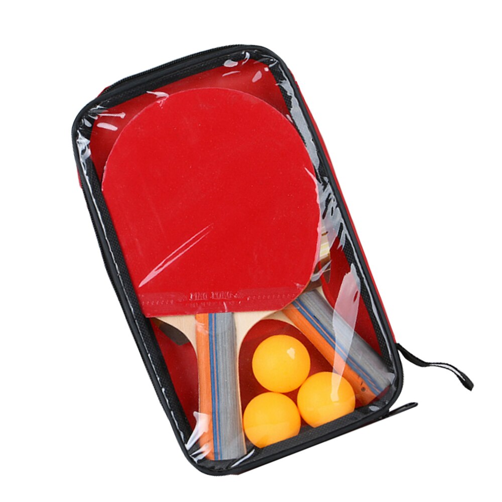 Portatile ping-pong pipistrello Racchetta Da ping Pong con 3pz Palle Lunghe lama di Gomma della Maniglia Manico Corto Carbonio ping Pong Racchette