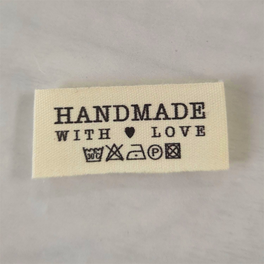 200pcs handmade label in stock/clothing printed cotton labels/clothing/garment printed tag/Retro cotton name labels