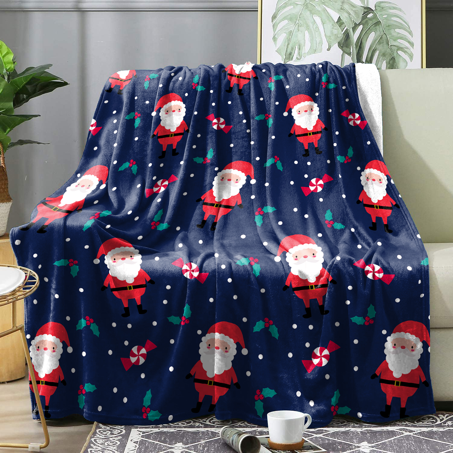 Couverture à motif d'épissage de Noël pour lit et chat, jeté de glouton , couverture décorative pour la maison, de , hiver