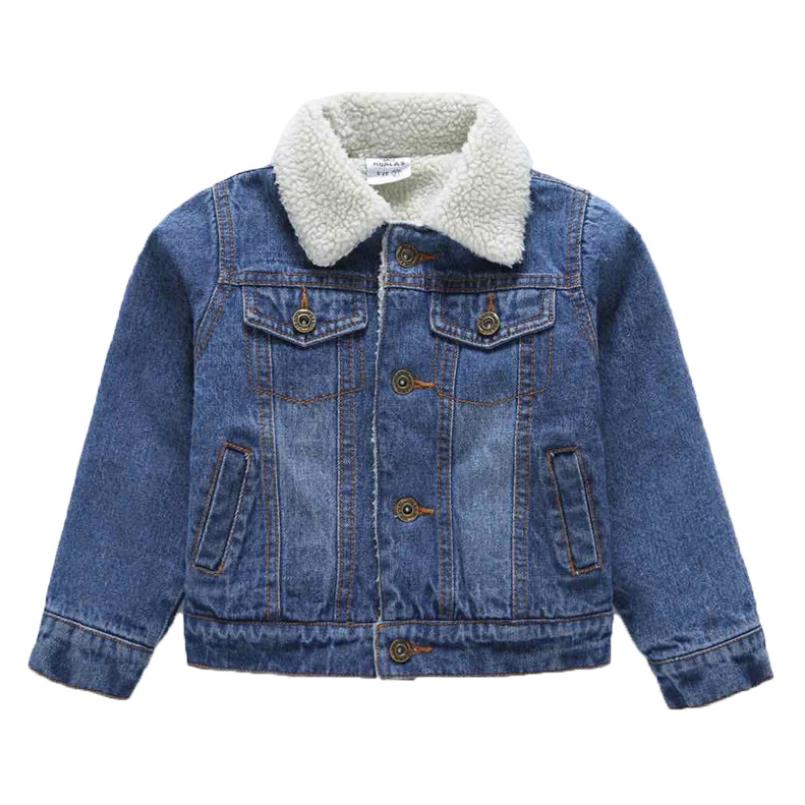 Herfst Winter Baby Meisje Denim Jasje Revers Warm Plus Fluwelen Thicken Peuter Jongen Bovenkleding Cowboy Jas Kids Denim Jacke 2-8y