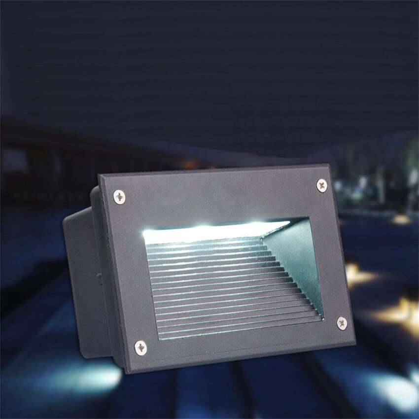Aluminium ingebedde traphoeklamp, verzonken wandlamp, LED-voetverlichting voor buiten, waterdicht