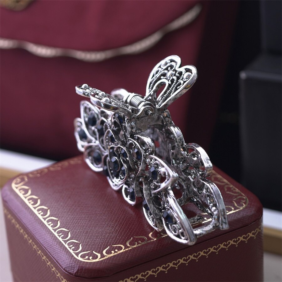 2022 wysokiej jakości kobiety eleganckie złoto srebro z dziurką geometryczne metalowe do włosów pazur Vintage spinki do włosów z pałąkiem na głowę spinka do włosów akcesoria