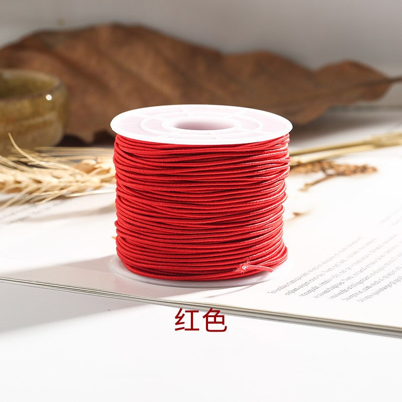 1mm 50M/Roll White Black Round Elastic Band Tape Handmade Braid Bead Necklace Bracelet String Cord Rubber Stitching Ribbon Rope: Red