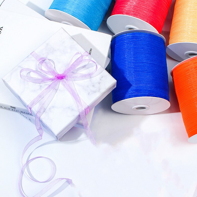 6mm Organza Ribbon (10 Meters/lot) Decorative Packing Wedding Crafts Christmas Wrap Handmade DIY Material Supplies