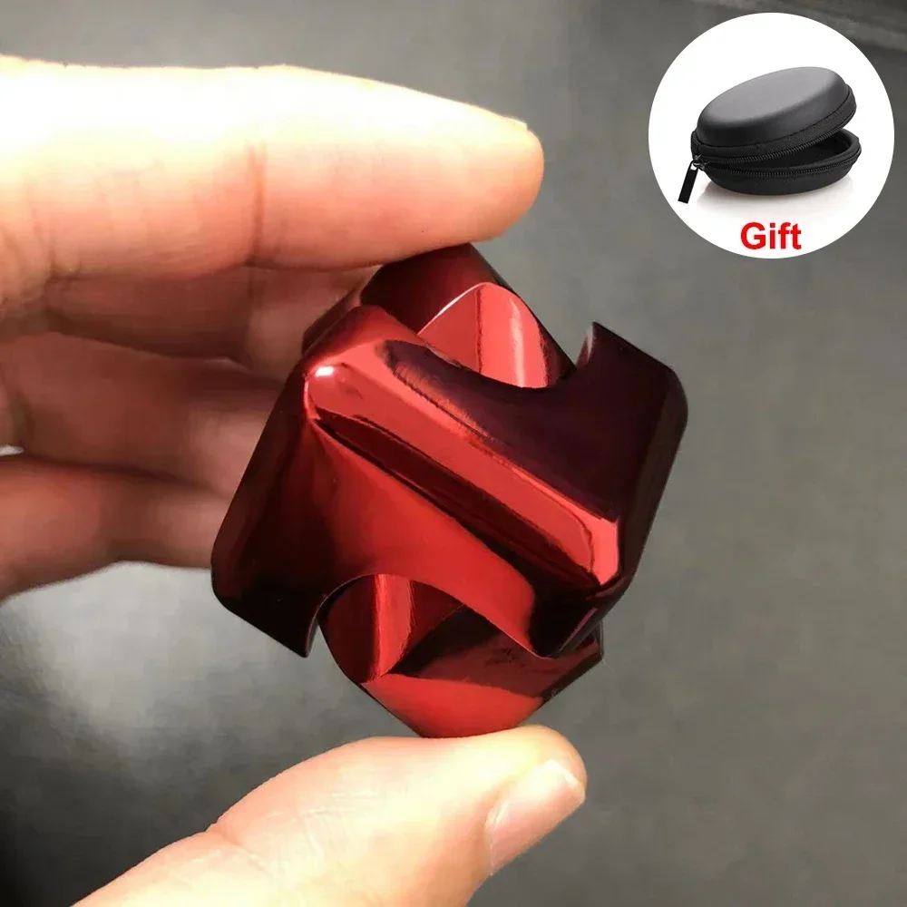 Metallinen kuutio pyörivä sormenpäägyroskooppi fidget anti stress lelut aikuisille toimisto koti matkailu kannettava spinner lelut joulu: Punainen