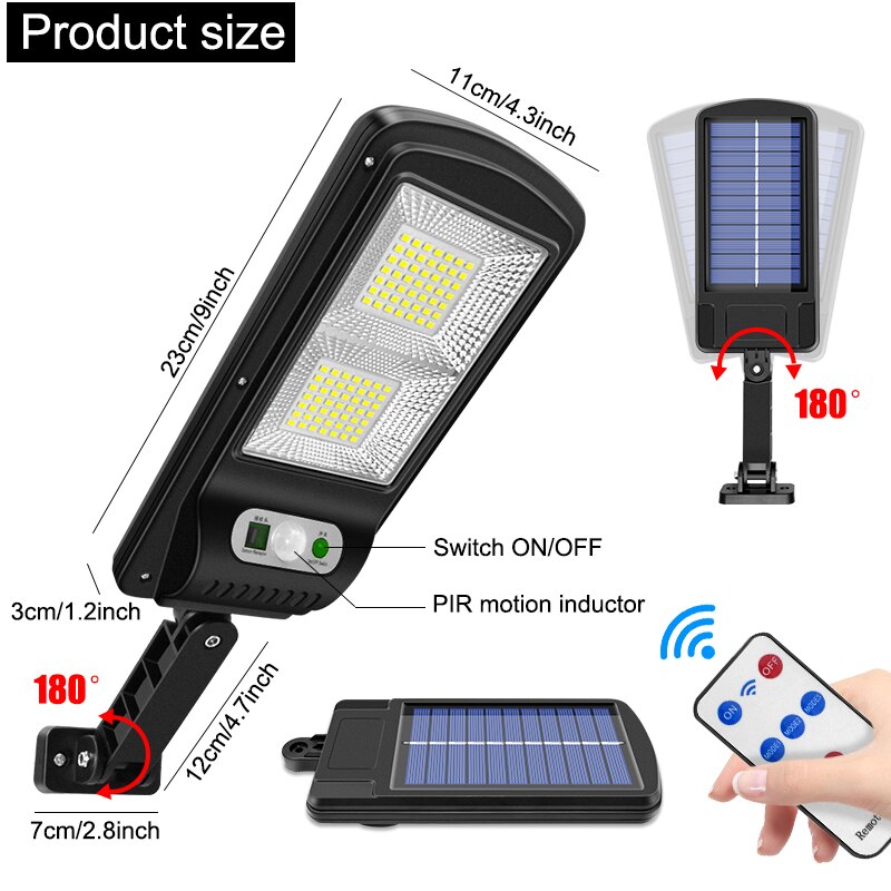 120/98 led Solar Lights Outdoor Wireless COB Solar Motion Sensor Security Lamp with 3 Lighting Modes for Garden Street Deck