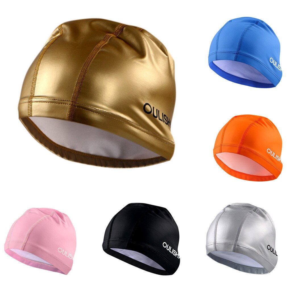 Adult Swimming Cap Silicone Women Men Waterproof Hat PU Coating Durable Elastic Pool Beach Swim Head Cap Summer #15D