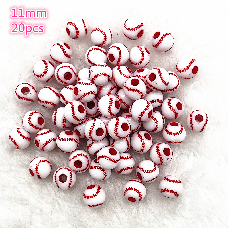 10-20 piezas deporte Rugby tenis baloncesto fútbol voleibol cuentas espaciador cuentas acrílicas para fabricación de joyería DIY pulsera collar: other