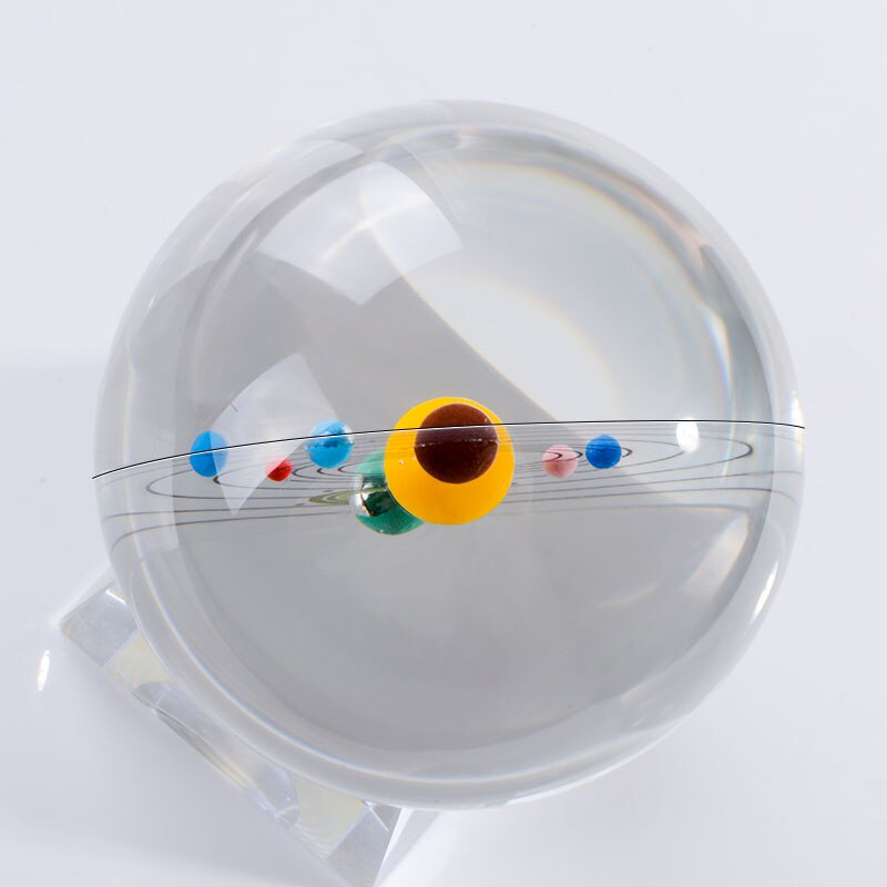 Bola de cristal con sistema Solar para decoración del hogar, globo en miniatura de 80mm de colores, modelo planetas, ornamental, recuerdo