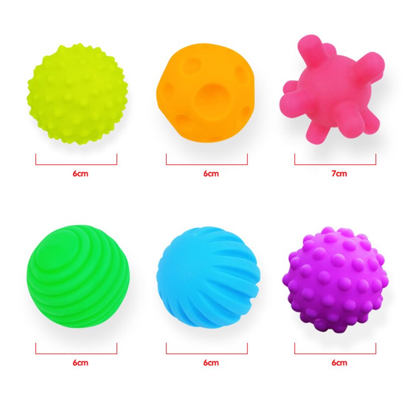6pcs/set Baby Toy Ball Set Develop Baby Tactile Senses Toy Touch Hand Ball Toys Baby Training Ball Massage Soft Ball