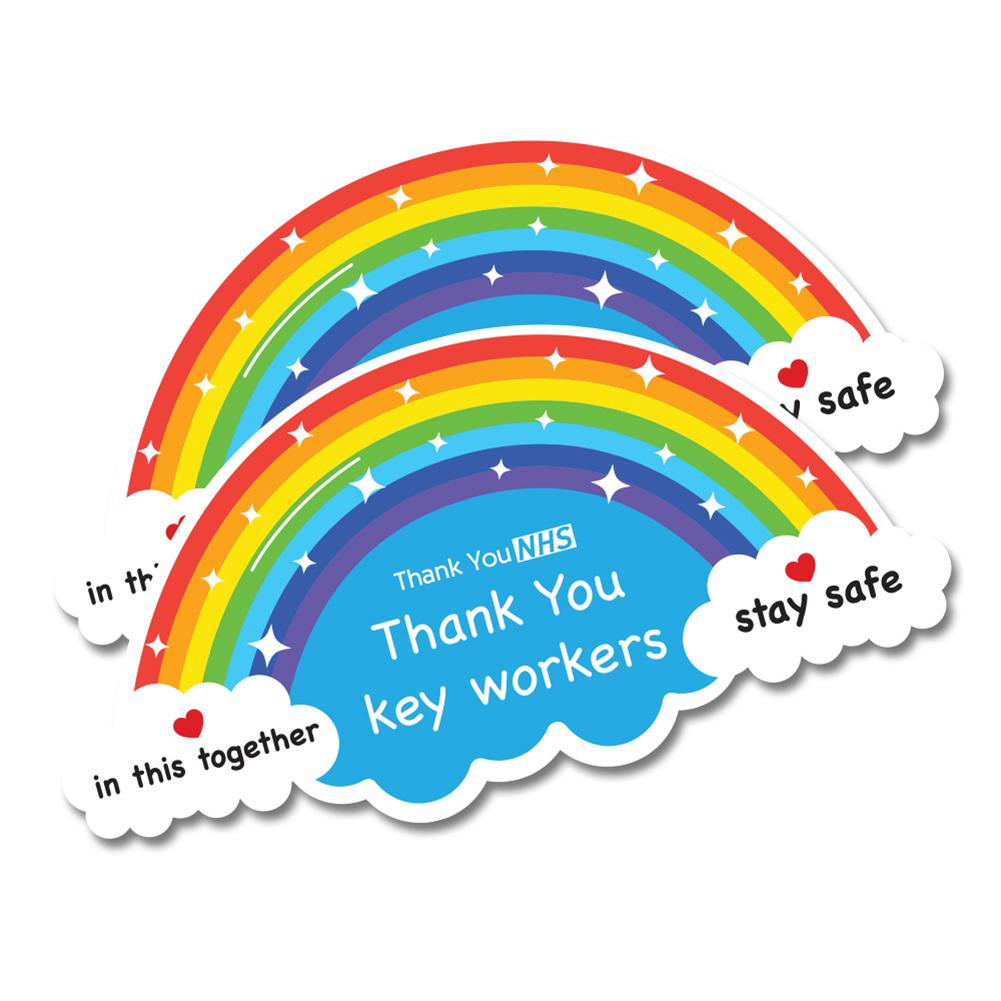 Car Stickers A5 A6 Thank You NHS Sticker Rainbow Waterproof Vinyl Signs Window Car Taxi Van Shop Sticker Car Rainbow Sticker