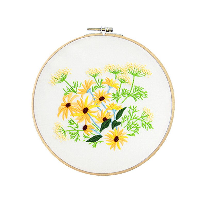 Red Bud Flowers Embroidery Kit DIY Needlework Houseplant Pattern Needlecraft for Beginner Cross Stitch Artcraft(Without Hoop): F