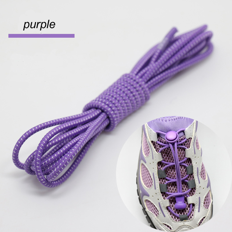 1pair Locking Shoe Laces Shoestrings Running Triathlon No tie Shoelace Sports Laces Hiking Shoelaces Children Elastic Shoelace: purple