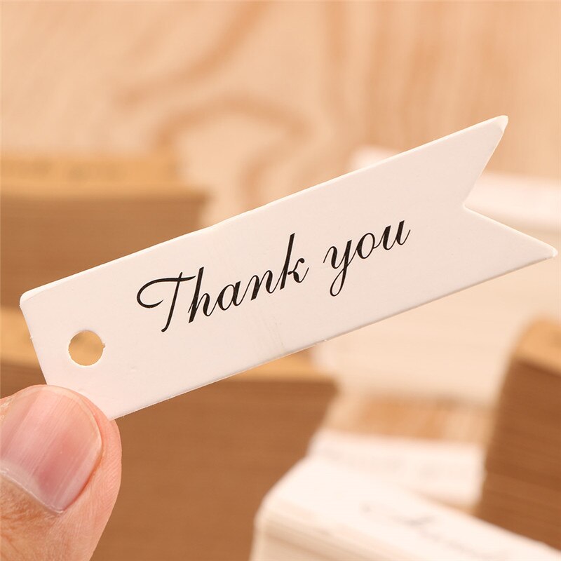 100 Stuks Blanco Ambachtelijke Papier Handgemaakte Verpakking Hang Tags Diy Bruiloft/Birthday Party Candy Dozen Prijs Tags Etiketten: Thank You-White