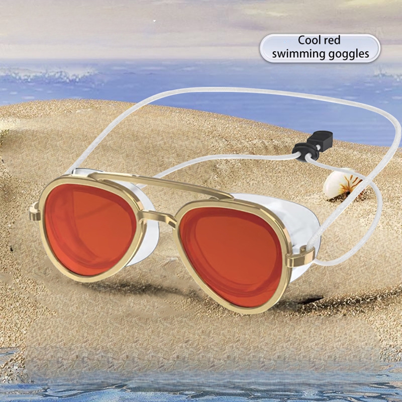 Retro Swimming Goggles Adjustable Swim Glasses Uv Protection Wide View Big Frame Swim Diving Glasses No Leaking